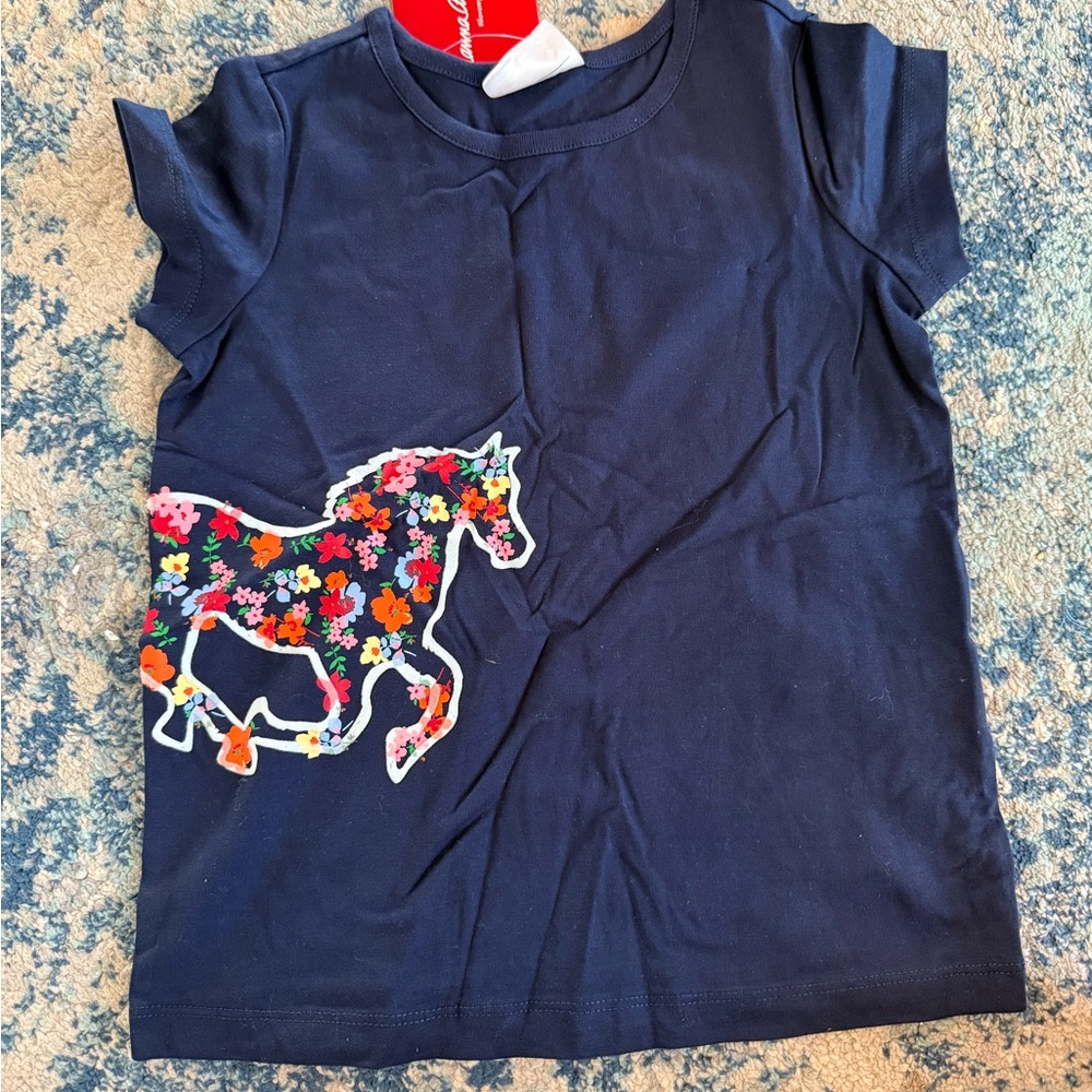 Hanna Andersson Blue Short Sleeve Tee with Horse Design